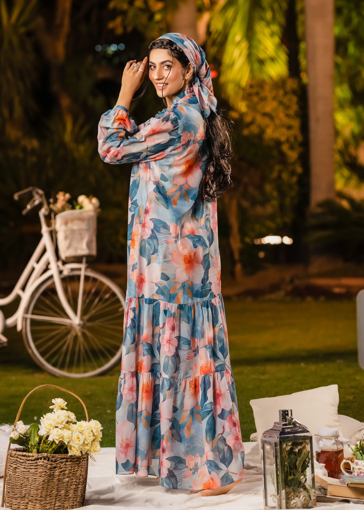 FLORAL BREEZE RUFFLED DIGITAL PRINTED LAWN DRESS PRINT