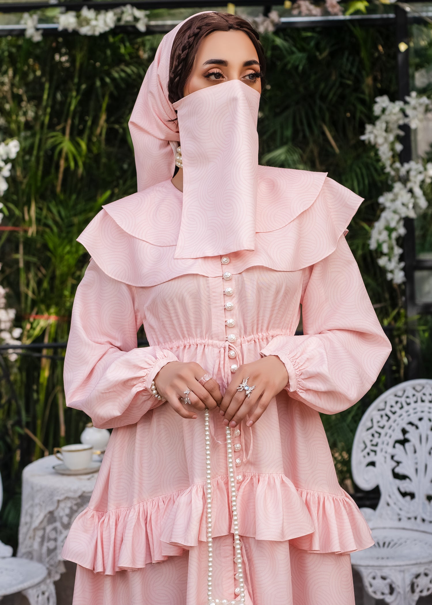 BLUSH GRACE EMBROIDERED SILKY LAWN CAPE PINK