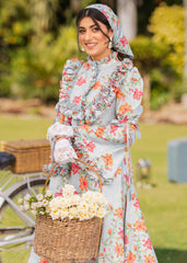 VICTORIAN BLOSSOM ELEGANCE SOFTÉ CAMBRIC DRESS BLUE