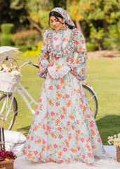 VICTORIAN BLOSSOM ELEGANCE SOFTÉ CAMBRIC DRESS BLUE