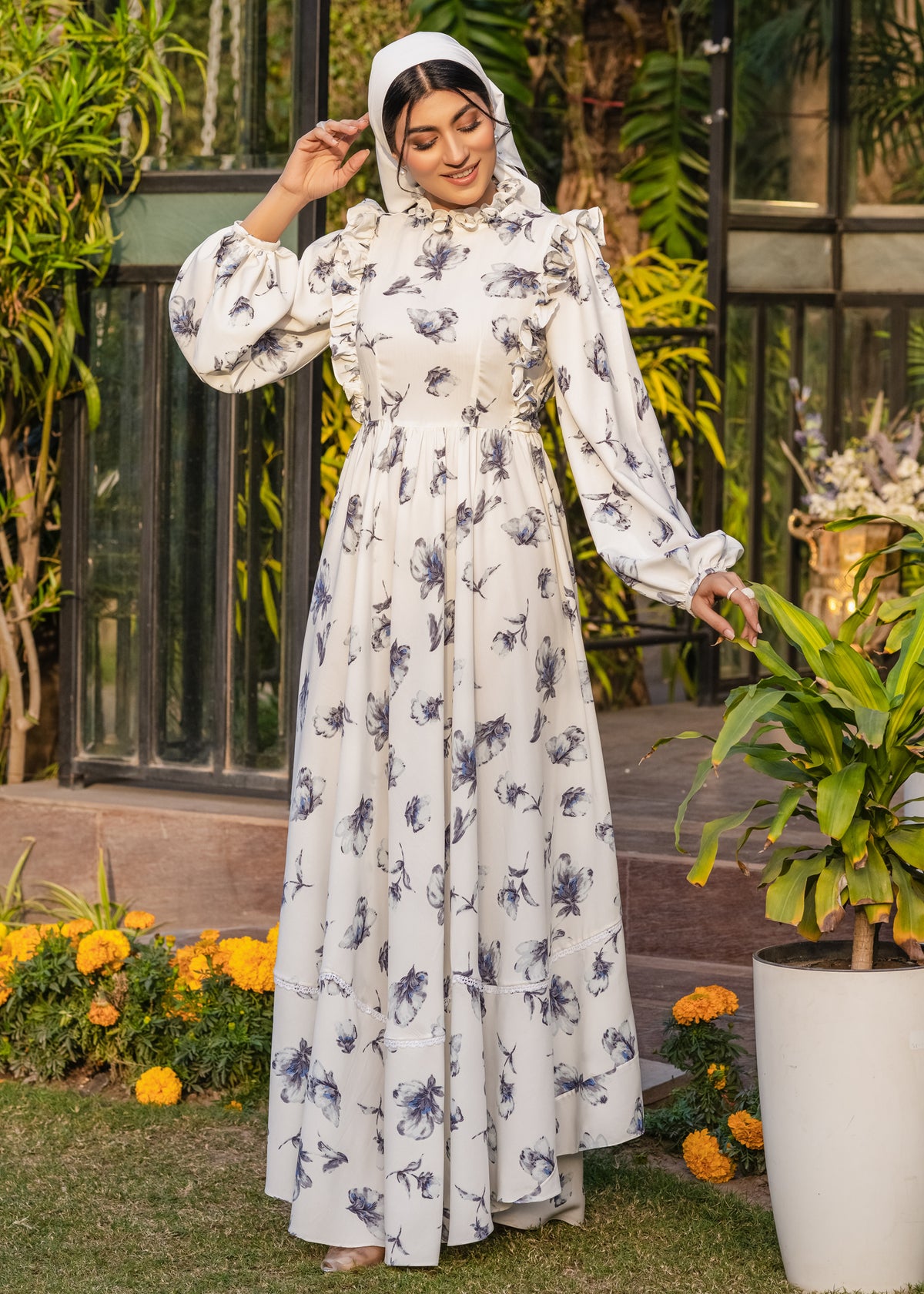 ETHEREAL BLOSSOM SOFTÉ CAMBRIC DRESS WHITE