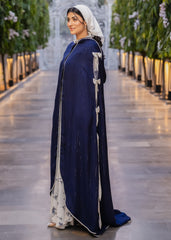 CAPE MIDNIGHT ELEGANCE HOODED SHIFFON CAPE BLUE