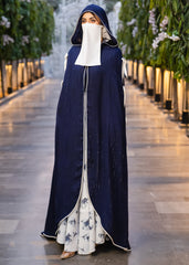 CAPE MIDNIGHT ELEGANCE HOODED SHIFFON CAPE BLUE