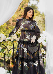 MIDNIGHT BLOOM TIERED SOFTÉ CAMBRIC DIGITAL PRINT DRESS BLACK