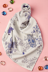 Blue Blossom Elegance Floral Printed Scarf