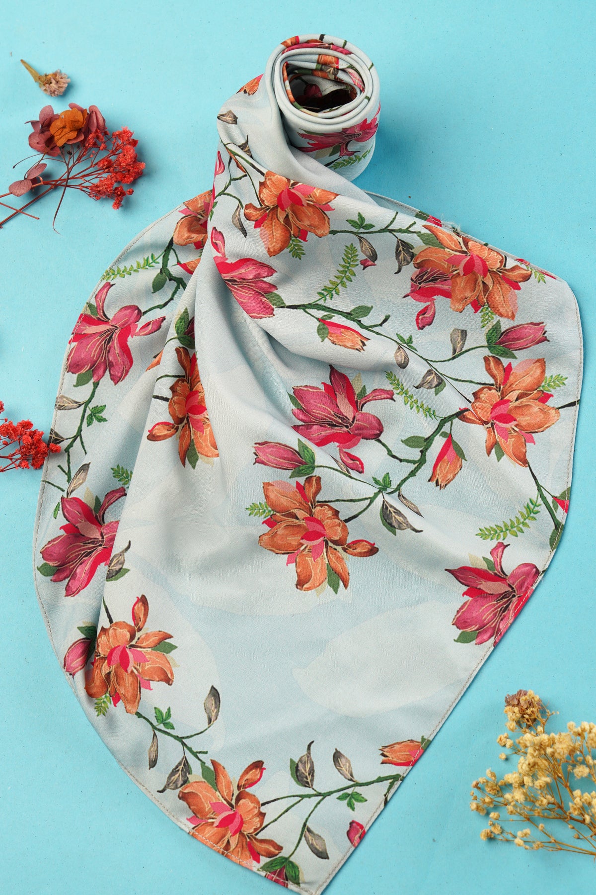 Blossom Charm Floral Serenity Scarf Dull Blue