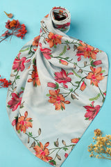 Blossom Charm Floral Serenity Scarf Dull Blue