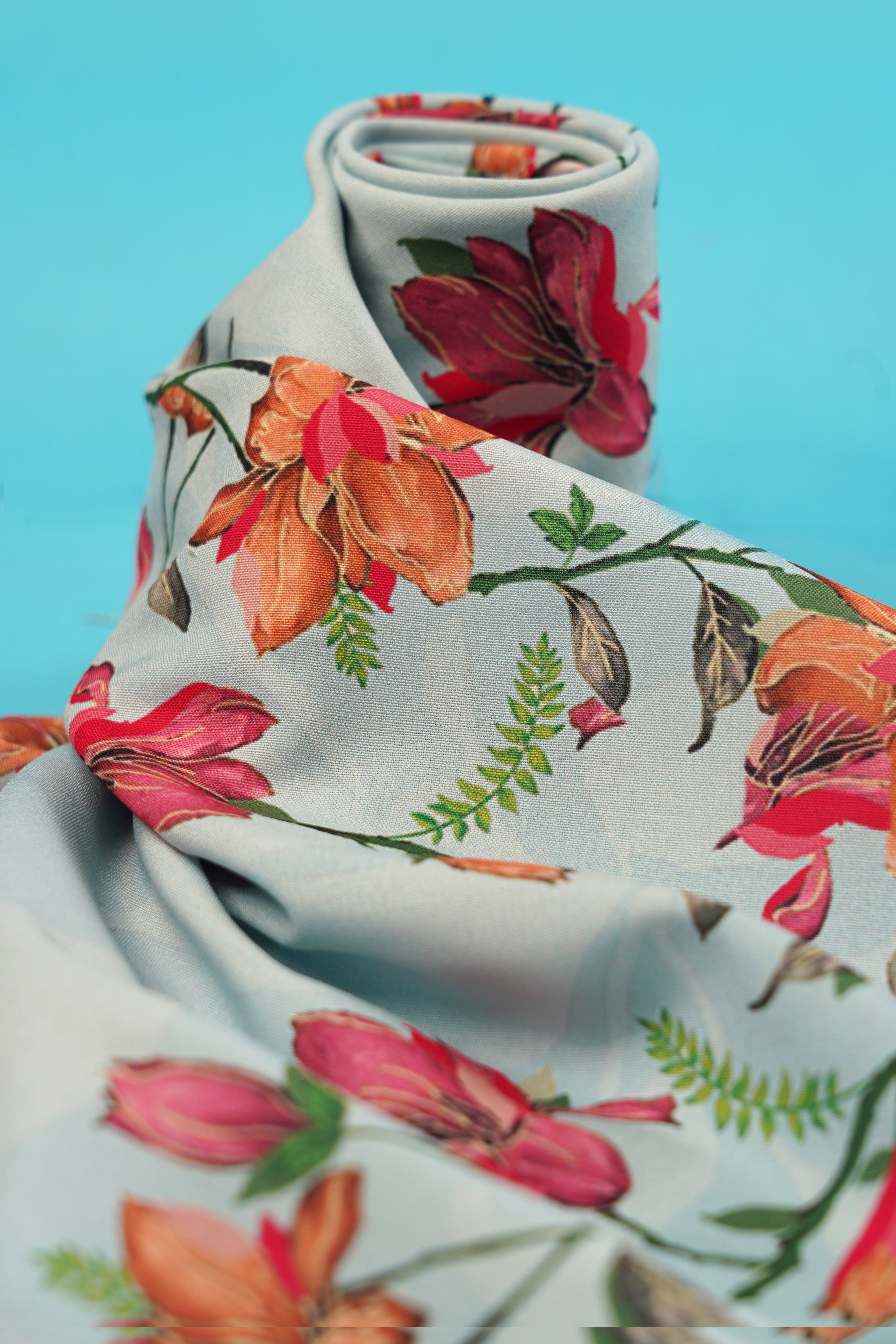 Blossom Charm Floral Serenity Scarf Dull Blue