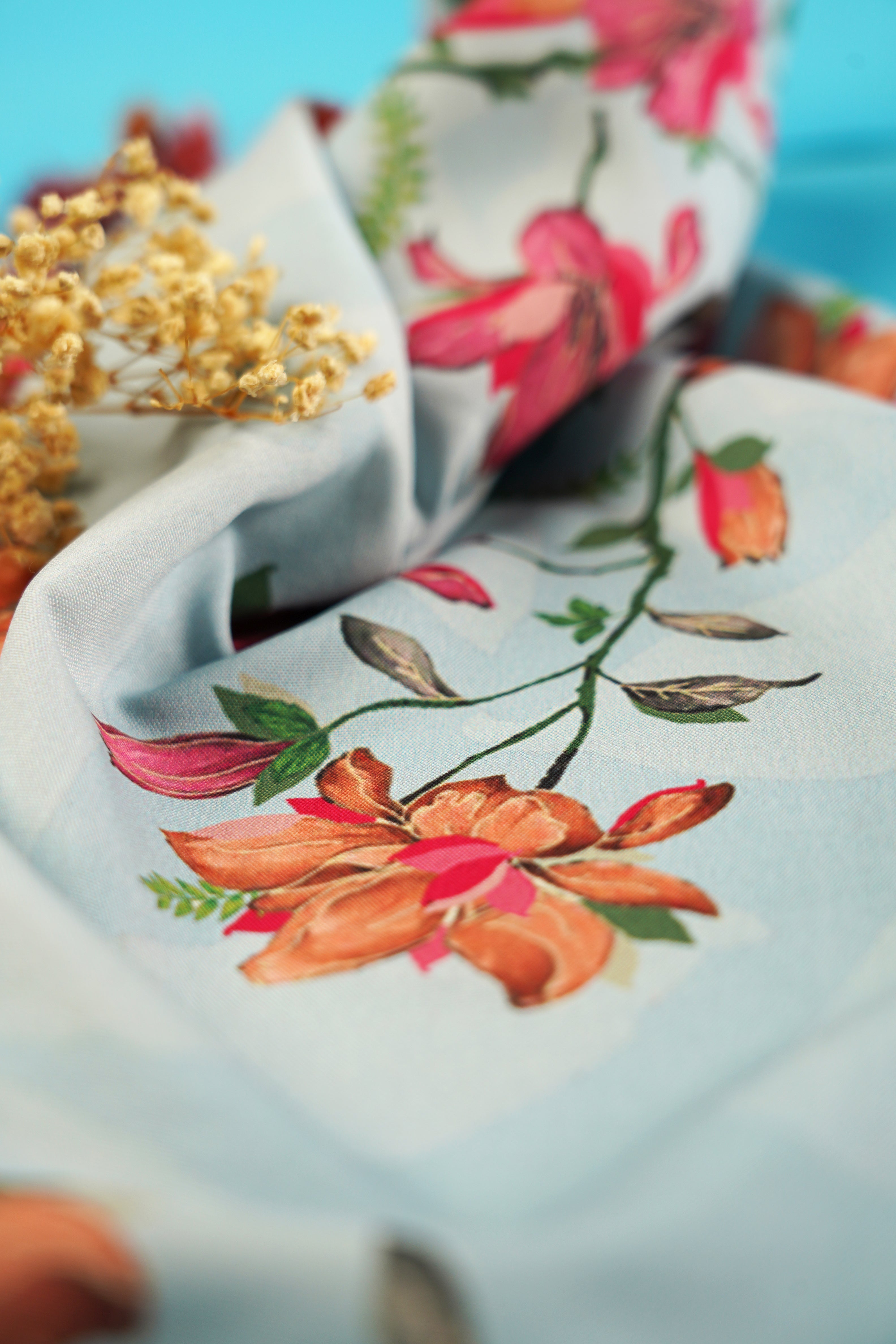 Blossom Charm Floral Serenity Scarf Dull Blue